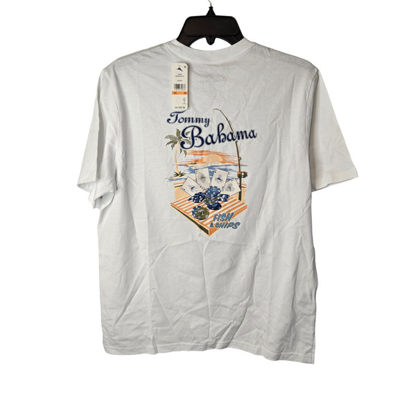 Tommy Bahama White Fish & Chips Graphic Tee Comfy Men's T-shirt Size S NWT - Picture 2 of 6
